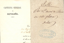 1857 (9 OCT). Carta Correo Interior De Barcelona. Comunicación Del Capitán General De Catalunya Del Cónsul De Roma En Mo - Portofreiheit