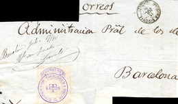 1880 (15 JUL). Frontal De Medina Sidonia A Barcelona. Frontal Certificado Dirigido A Admon. Pral. En El Frente Franquici - Vrijstelling Van Portkosten