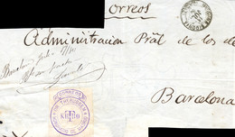 1880 (15 JUL). Frontal De Medina Sidonia A Barcelona. Frontal Certificado Dirigido A Admon. Pral. En El Frente Franquici - Franquicia Postal