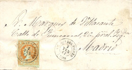 Ø 52 En Carta De Villabuena A Madrid, El 5/2/1861. Mat. Fechador Tipo II "VILLA Fa DEL BIERZO/LEON". Leve Defecto En El - Cartas