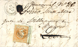 Ø 52 En Carta De Carrión A León Y Reexpedida A Madrid, El 14/2/1861. Mat. Fechador "CARRION DE LOS CONDES/PALENCIA" Que - Briefe U. Dokumente