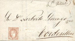 Ø 104 En Sobre De Molino De Silla (Valencia) A Tordesillas, El 19/8/1872. El Sello Está Sin Matasellar. Llegada Al Dorso - Covers & Documents