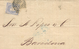 Ø 107 En Envuelta A Barcelona, El Año 1870. Mat. óvalo De Puntos De Santander. Llegada. Bonita. - Briefe U. Dokumente