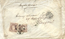 Ø 108(2) En Sobre De Huelva A Glasgow, El 11/5/1871. Mat. R.C. "28" En Negro De Huelva. En El Frente Fechador Y "P.D." R - Storia Postale