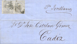 Ø 122(2) En Carta De Vigo A Cádiz. Mat. R.P. Mms. Vapor "Por Jovellanos". Muy Interesante Y Rara. - Covers & Documents