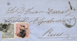 Ø 132 Y 141 En Carta Circulada Correo Interior De Reus, El 13/4/1874. Mat. R.P. En El Frente Fechador. Muy Interesante Y - Covers & Documents