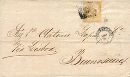 Ø 149 Y 153(bloque De 4 Al Dorso Roto Por Apertura) En Carta De Vigo A Buenos Aires, El 19/10/1874. Mat. R.P. Y Fechador - Lettres & Documents