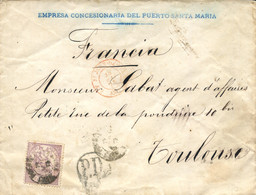 Ø 148 En Sobre De Puerto De Santa María A Toulouse (Francia), En Mayo 1875. Mat. Fechador Que Se Repite En El Frente "P. - Lettres & Documents