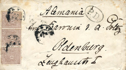 Ø 153(3) En Sobre De Vigo A Oldemburg (Alemania), El Año 1874. Mat. Fechador Poco Legible Que Se Repite En El Frente. "P - Cartas & Documentos