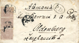 Ø 153(3) En Sobre De Vigo A Oldemburg (Alemania), El Año 1874. Mat. Fechador Poco Legible Que Se Repite En El Frente. "P - Covers & Documents