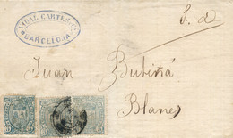 Ø 154(3) En Envuelta De Barcelona A Blanes, El Año 1875. Mat. Fechador Ilegible. Envuelta Con Franqueo Exclusivo De Impu - Briefe U. Dokumente