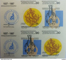 O) 1987 URUGUAY, ERROR AND IMPERFORATE, PREHISTORIC EXTINCT  MAMMALS PLIOCENE-TOXODON PLATENSIS, GRASS OF THE STONE,LOGO - Uruguay
