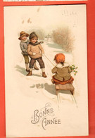 ZBD-17 Bonne Année  Enfants Et Luge. Circulé 1916 - Neujahr