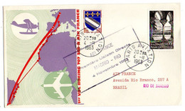 1963--Lettre 1ère Liaison Directe " Air France" MADRID-RIO ....cachet Paris Aviation.................... à Saisir - 1960-.... Brieven & Documenten