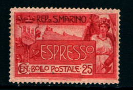 20828) SAN MARINO-25 C. Monte Titano - ESPRESSI - 25 Aprile 1907 Serie In Dettaglio-SERIE COMPLETA MLH* - Usati