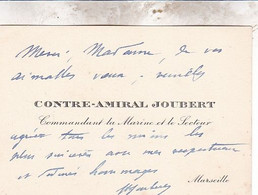 CONTRE AMIRAL JOUBERT / COMMANDANT LA MARINE ET LE SECTEUR / MARSEILLE - Tarjetas De Visita