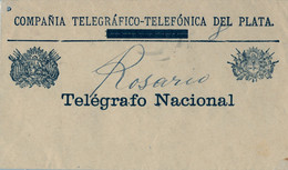 ARGENTINA , SOBRE DE LA COMPAÑIA TELEGRÁFICO - TELEFÓNICA DEL PLATA , TELÉGRAFO NACIONAL , LIBRE DE PORTE - Telegraafzegels
