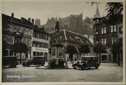 Heidelberg // Koornmarkt Mit Antiquariaat Und Auto 19?? Dun An Ruckseite - Heidelberg