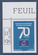 Conseil De L'Europe 70 Ans Convention Européenne Des Droits De L'homme Neuf 1.40€ Avec Logo éco - EU-Organe