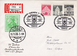 Eingedruckter R-Zettel,  5900 Siegen 1 ,  Nr. 794 Ub "si ", 70 Jahre Verein Für Briefmarkenkunde - R- & V- Viñetas