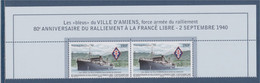 80ème Anniversiare Ralliement à La France Libre Les "bleus" Du Ville D'Amiens Neuf 190F = 1.59€ Paire Haut De Feuillet - Neufs