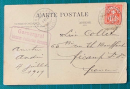 Suisse - Valais - N°Z 83 - Cas Gornergrat 1907 + Cachet "le Plus Haut Bureau De Poste D 'Europe" - CP Avec Pli à Droite - Altri & Non Classificati