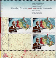 Canada - 2006 - Centenary Of Atlas Of Canada - Mint Stamp Pane (bottom Left Corner, With Map And Issue Title) - Ungebraucht