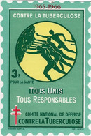 VIGNETTE GRAND FORMAT COMITE NATIONAL CONTRE LA TUBERCULOSE -ANNEE 1965-66-SIGNEE DELRIEU - Tegen Tuberculose