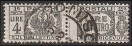 Italia - Pacchi Postali Del 1927/32 Senza Fasci Al Centro Lire 4 Grigio Nero (n° 63) - 1946 - Postpaketten