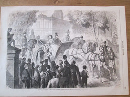 Gravure 1863    ESPAGNE    Arrivée à ARANJUEZ    De La Reine D Espagne - Madrid