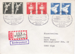 R-Brief Mit Zusatz,  24 Lübeck-Travemünde 1, Nr. 113 Ub "d",  "Sonderpostamt" - R- & V- Labels