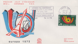 Enveloppe  FDC   Flamme  1er   Jour    FRANCE    EUROPA     PARIS    1973 - 1973