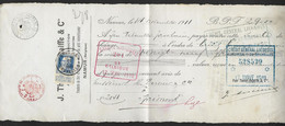 76 Sur Reçu De 29,00 F. Oblitération Brussel - 1S - Bruxelles Le 22 - 12 - 1911  (Lot 569) - 1905 Barbas Largas