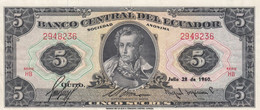 Ecuador #113a, 5 Sucres 1960 Extra Fine Banknote - Ecuador