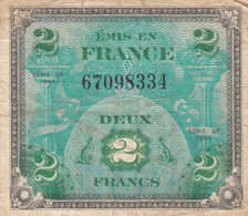 France #114a, 2 Francs 1944 Fine/Very Fine Banknote - 1944 Drapeau/France