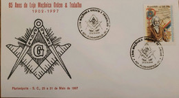 A) 1997, BRAZIL, FREEMASONRY, 95 YEARS OF MASONIC LODGE, ORDER AND WORK, FLORIANAPOLIS, ECT - Storia Postale