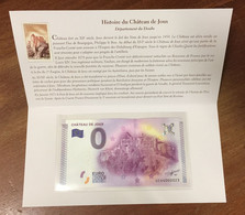25 CHÂTEAU DE JOUX 2015 AVEC ENCART N°23 BILLET 0 EURO SOUVENIR ZERO 0 EURO SCHEIN PAPER MONEY BANKNOTE - Privatentwürfe