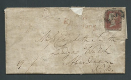 Great Britain 1841 QV 1d Red-Brown Used On Cover Kingston To Aberdeen - Briefe U. Dokumente