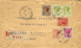 1926- Enveloppe RECC. De MONTE-CARLO    Affr. 2,10 F   Pour Milan ( Italie ) - Brieven En Documenten