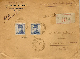 1939- Enveloppe RECC. CHARGE De MONACO-VILLE  V D 1000 F Affr. N° 165 Et 166  Oblit. Hgroplan - Lettres & Documents