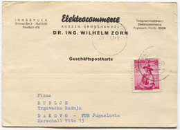 INNSBRUCK AUSTRIA - ELEKTROCOMMERCE MEMORANDUM POSTAL STATIONERY, TRAVELED TO CROATIA, Year 1957 - Other & Unclassified