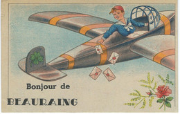 Bonjour De BEAURAING - Thème Avion Aviation - Cachet De La Poste 1945 - Beauraing