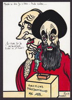 CPM Iran Perse Tirage Limité 4 Ex Numérotés Signés Non Circulé Khomeiny Chirac Dessin Original Fait Main - Irán