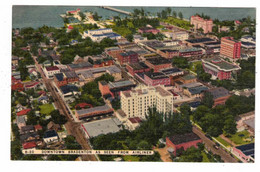 Airliner View Of Downtown BRADENTON, Florida, Old Linen Postcard - Bradenton