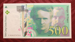 Billet 500 Francs Pierre Et Marie Curie 1996 Pr NEUF – E 036 270 704 - 500 F 1994-2000 ''Pierre En Marie Curie''