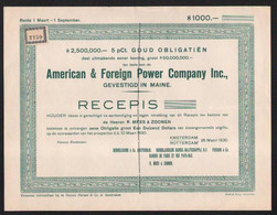 American & Foreign Power Company - Specimen - Electricidad & Gas