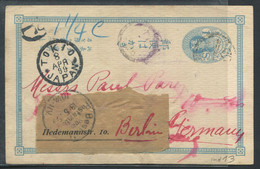 JAPON - ENTIER POSTAL -  CP  1 SEN BLEU, OBL. TOKYO LE 8/4/1899 POUR BERLIN - SUP - Otros & Sin Clasificación