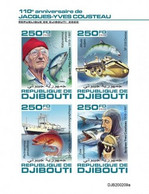 Djibouti 2020, Cousteau, Fishes, 4val In BF IMPERFORATED - Plongée