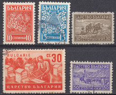 BULGARIA - 1940/1943 - Lotto Formato Da 5 Valori Nuovi E Usati: Yvert 364, 365, 368, 369 E 374; Economia Bulgara. - Other & Unclassified