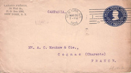 USA - STATIONARY ENVELOPE 5c NY > COGNAC/FRANCE 1906  Sc #U394 /AS236* - 1901-20